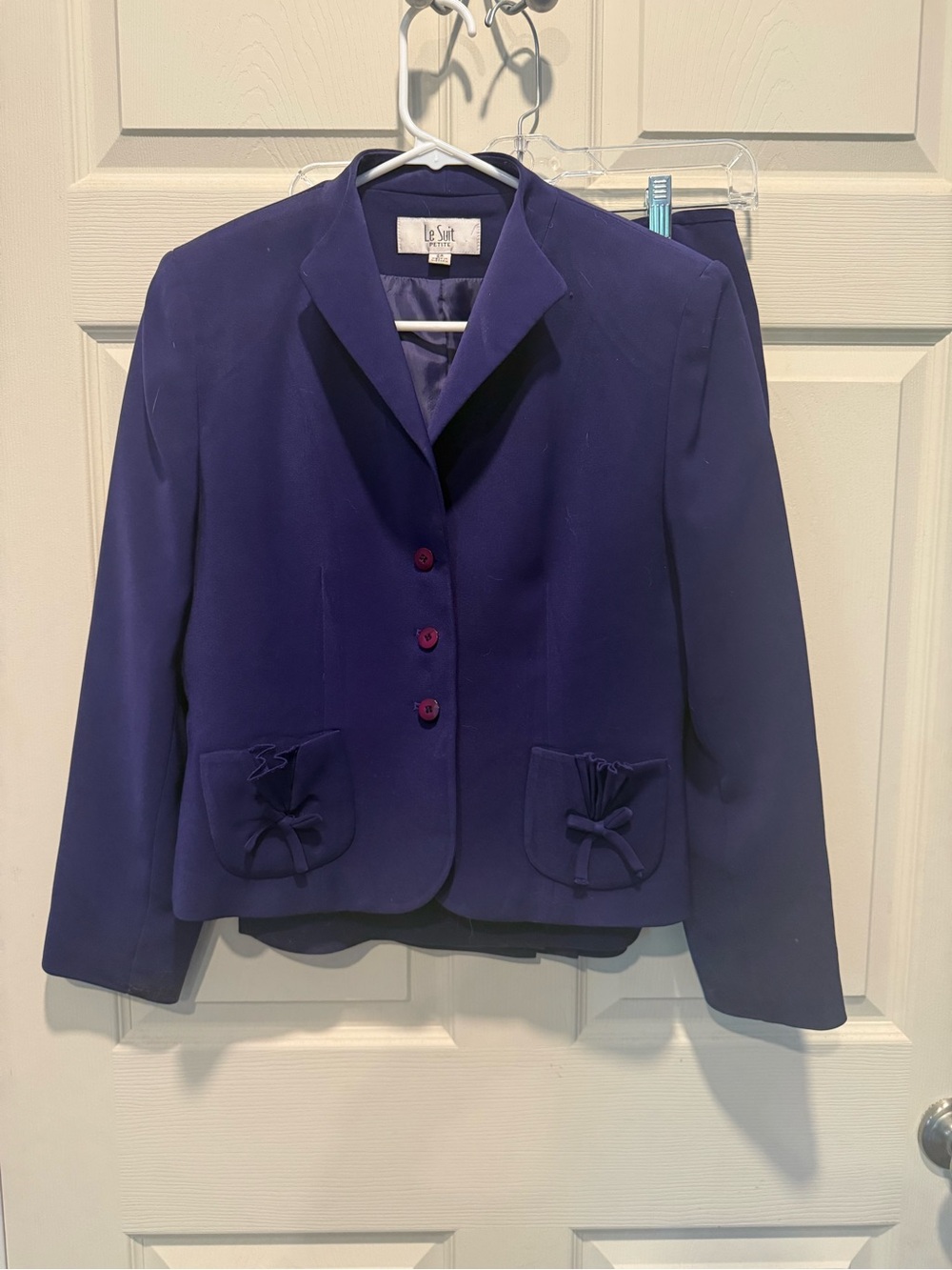 Le Suit Women's Deep Purple Tailored Skirt Suit